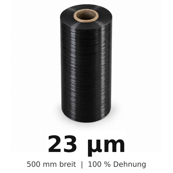 Maschinenstretchfolie | schwarz - 23µm | Power-Folie Dehnung: 170% | Palettenabnahme