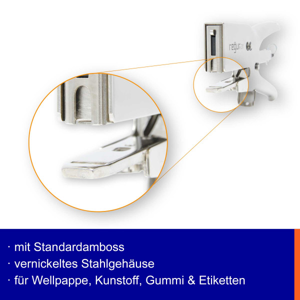 Verpackungsheftzange mit Standardamboss