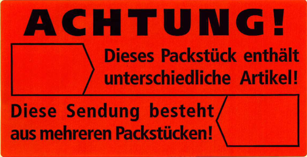 Etiketten auf Rolle "unterschiedliche Artikel / mehrere Packstücke" 145x76mm | 1.000 Blatt