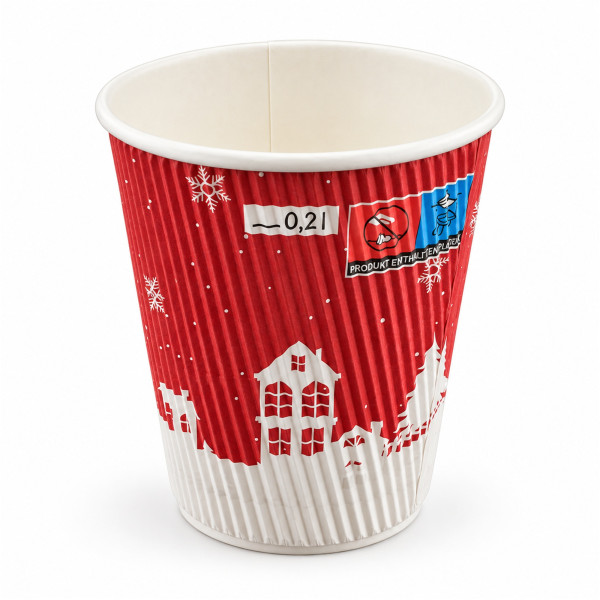 Glühweinbecher 200ml | doppelwandig Pappe | weihnachtlich bedruckt