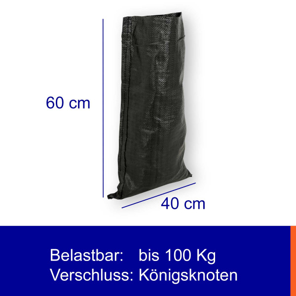 Sandsäcke 40x60cm | PP-Bändchengewebe | schwarz