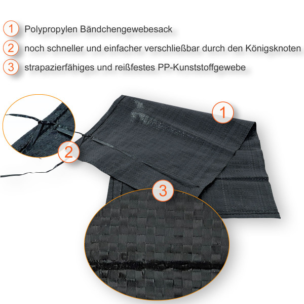Sandsäcke 40x60cm | PP-Bändchengewebe | schwarz