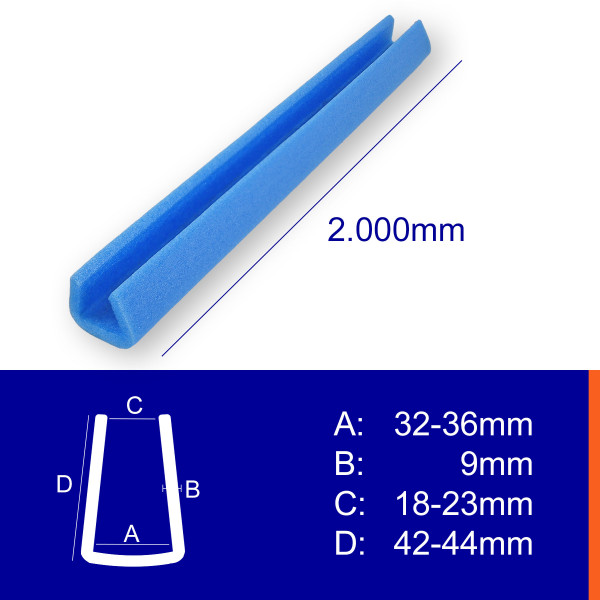 Schaumprofil U - Form 25mm/35mm * Stärke: 9mm * Länge: 2m