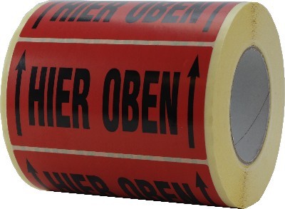 Etiketten auf Rolle "hier oben" 145x76mm | 1.000 Blatt