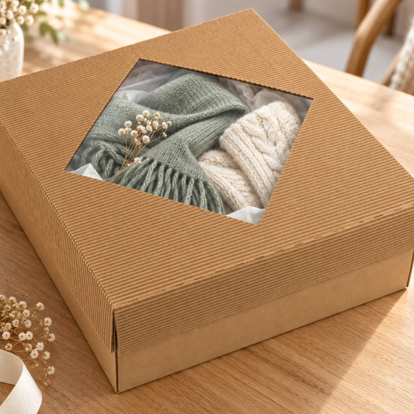 310x306x121mm | Geschenkschachtel mit Deckel und Kunststoffsichtfenster