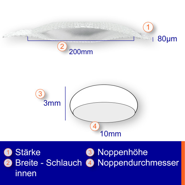 LDPE-Luftpolsterfolie Schlauch 200mm×50m | 80µm | kleingenoppt