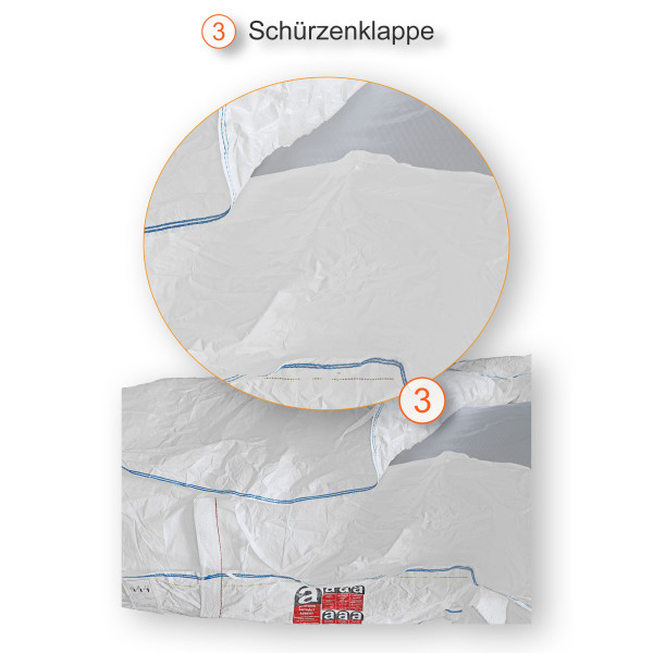 Big Bag 260×125×32cm | mit 4 Schürzenklappen und flachem Boden