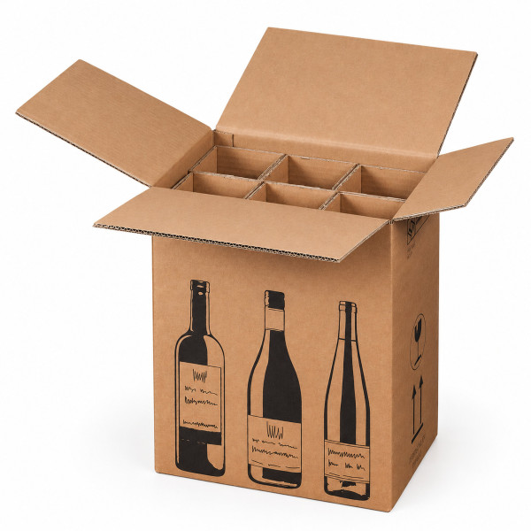 Flaschenkarton für 6 Flaschen | 0,75 L | 305x212x368mm | 2-wellig