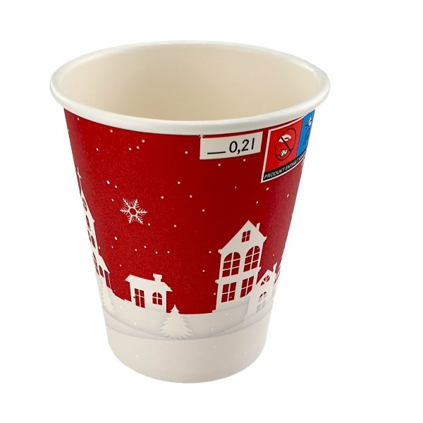 Glühweinbecher 200ml | einwandig Pappe | weihnachtlich bedruckt