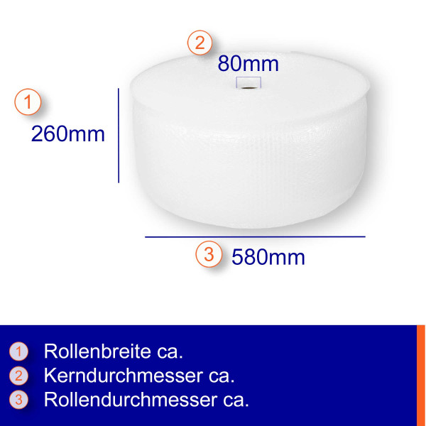 LDPE-Luftpolsterfolie Schlauch 200mm×50m | 80µm | kleingenoppt