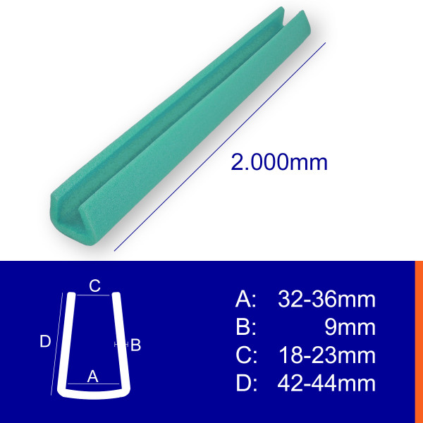 Schaumprofil U - Form 25mm/35mm * Stärke: 9mm * Länge: 2m