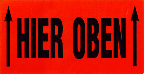 Etiketten auf Rolle "hier oben" 145x76mm | 1.000 Blatt