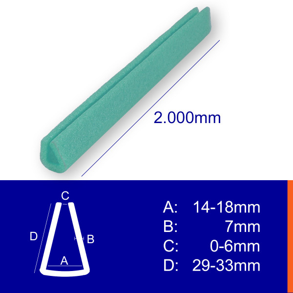 Schaumprofil U - Form 5mm/15mm * Stärke: 7mm * Länge: 2m