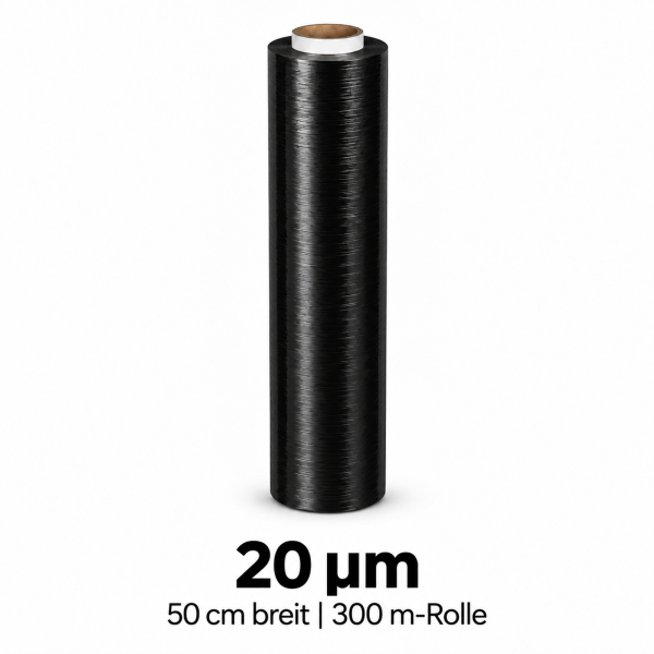 Handstretchfolie - schwarz | 20µm | 50cm breit | 300m - Rolle