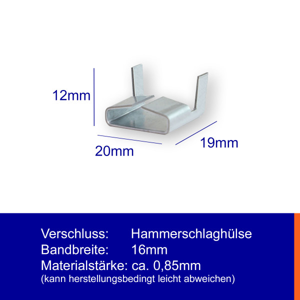 16mm * Verschlusshülsen für Stahlbandumreifungen * RMe