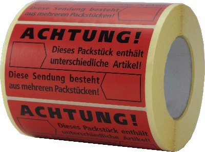 Etiketten auf Rolle "unterschiedliche Artikel / mehrere Packstücke" 145x76mm | 1.000 Blatt