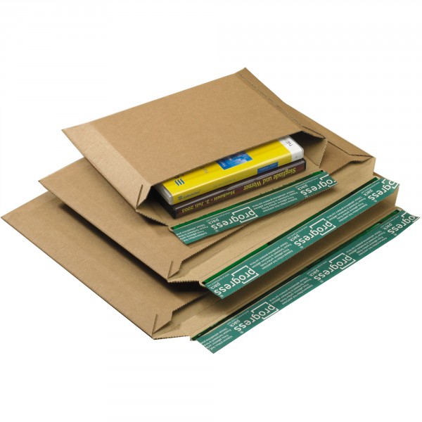 Versandtasche quer, aus extrem stabiler Wellpappe DIN C4 | braun | Groß- und Maxibrief Format